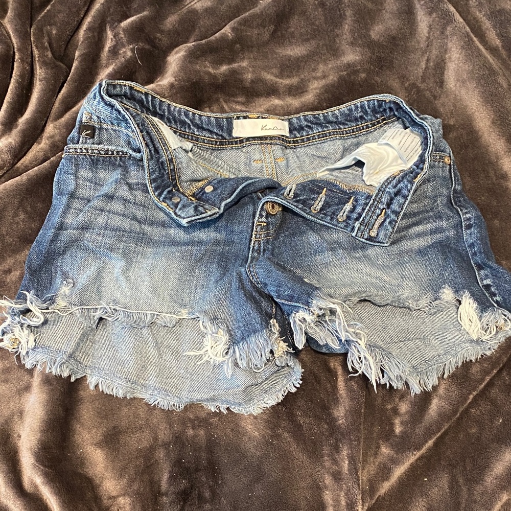 KanCan Frayed Hem Blue Jean Shorts